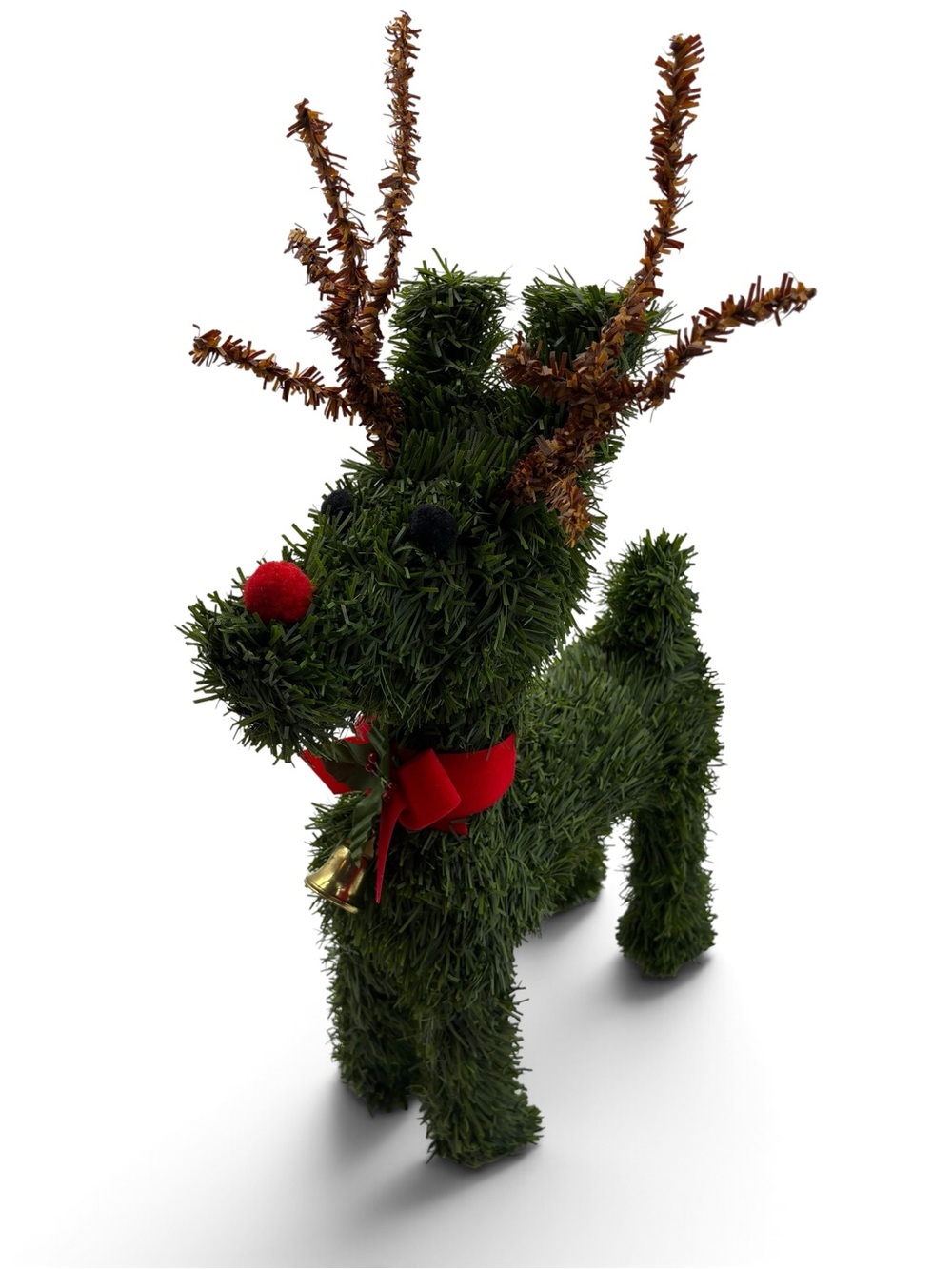 Vintage Holiday Sisal Evergreen Reindeer Figurine Tabletop Christmas Decor 12"